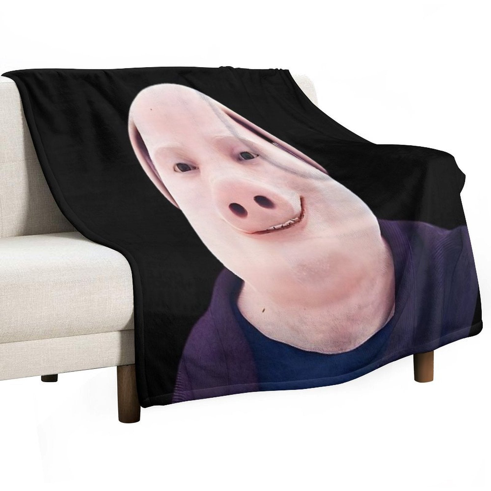 John Pork Smiling Wrinkle-free Throw Blanket