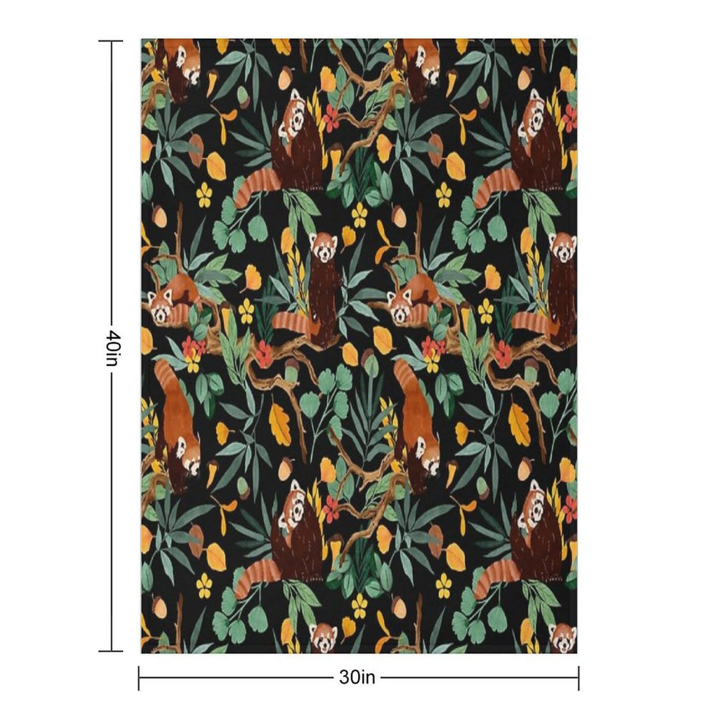 RED PANDAS IN DARK WILD NATURE Machine-washable Throw Blanket