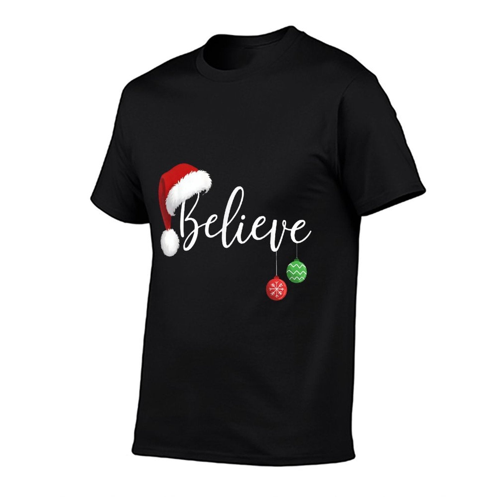 Christmas Believe in Santa Claus Funny Xmas Family Matching  Oversized Silhouette T-Shirt