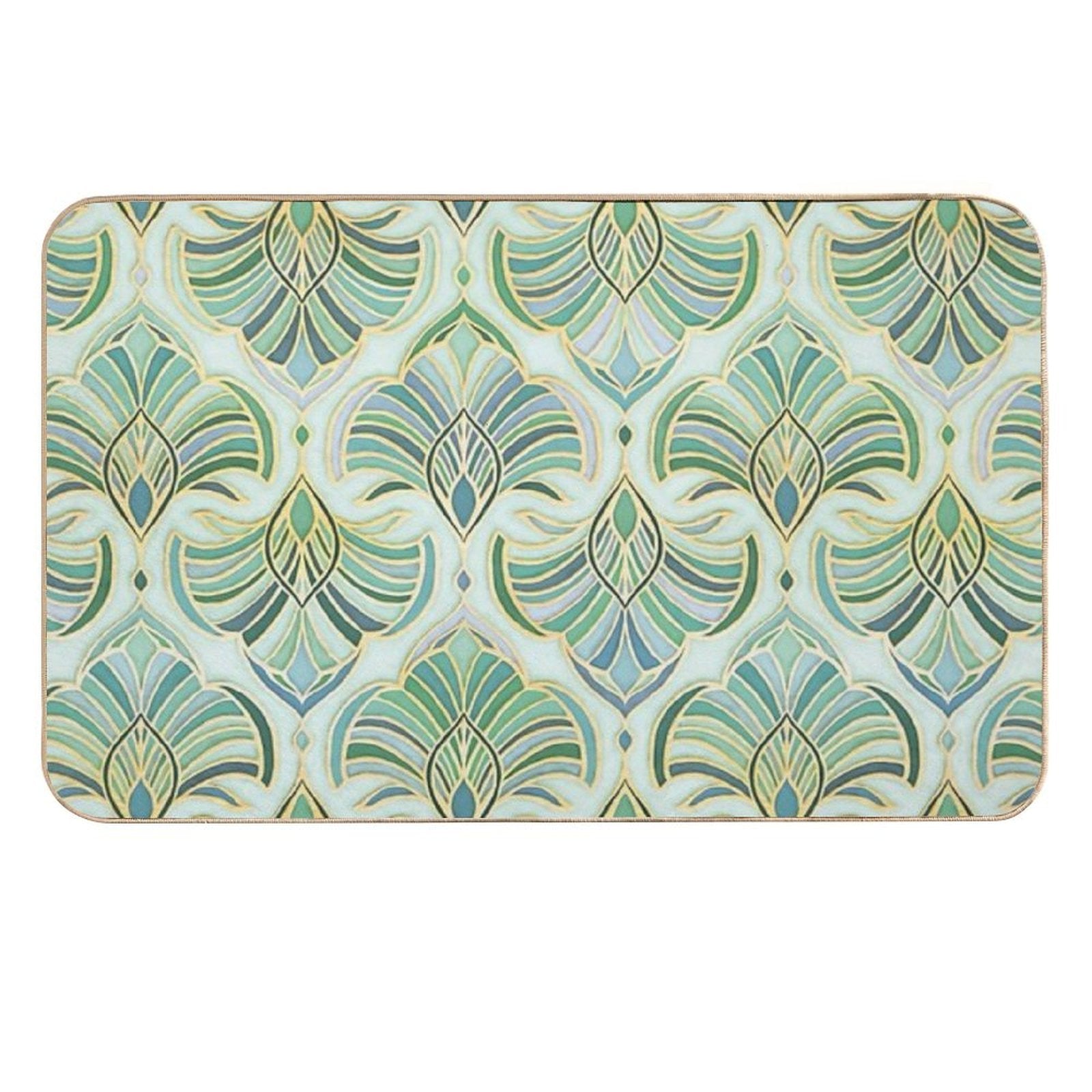 Jade Enamel Art Deco Fans  Absorbent Bath Mat