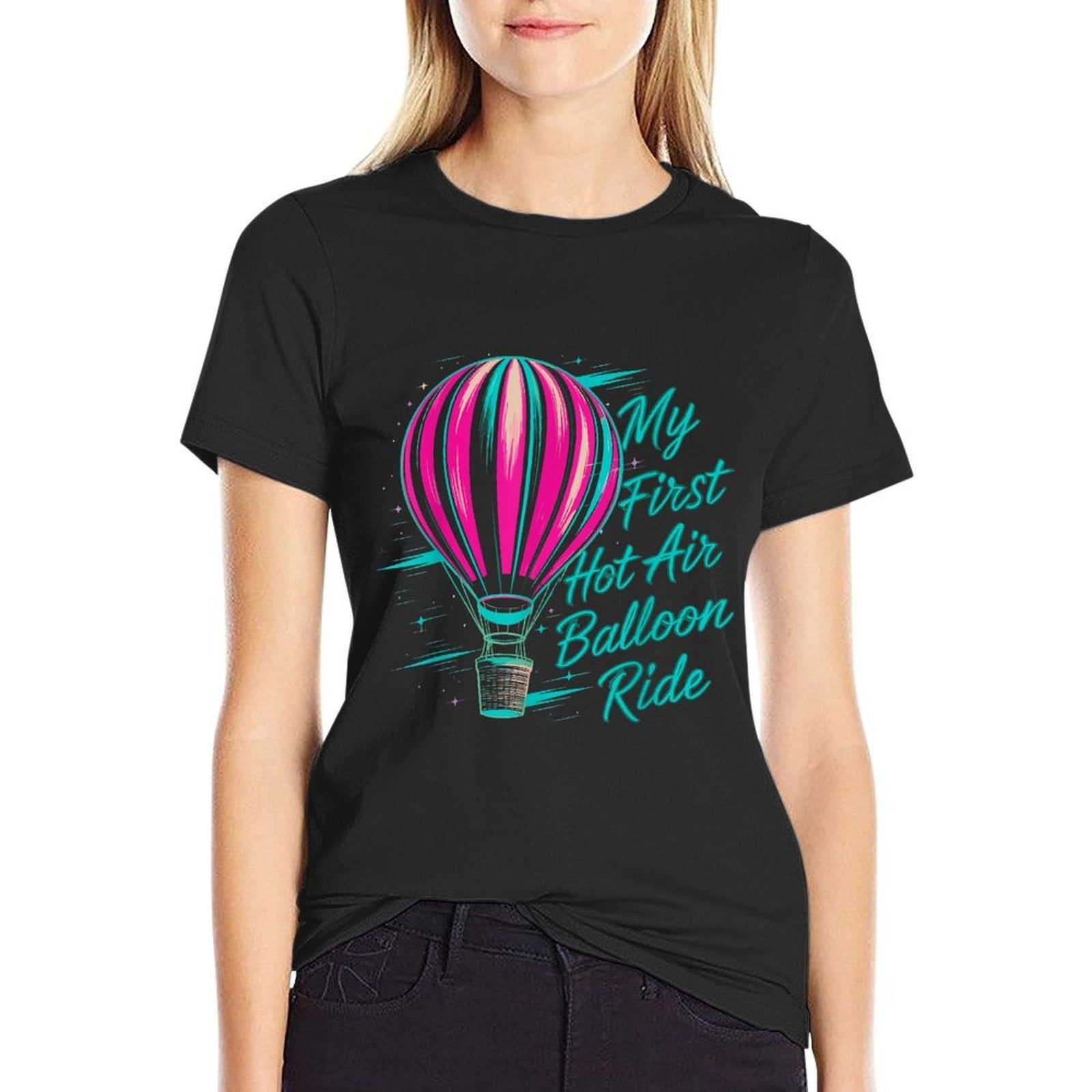 Festival My First Hot Air Balloon Ride Aircraft  Fade-proof Color T-Shirt