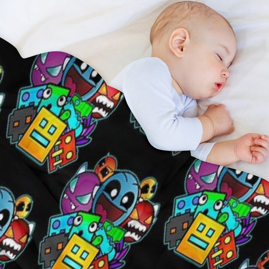 Geometry Dash Old School Gaming Compact Throw Blanket