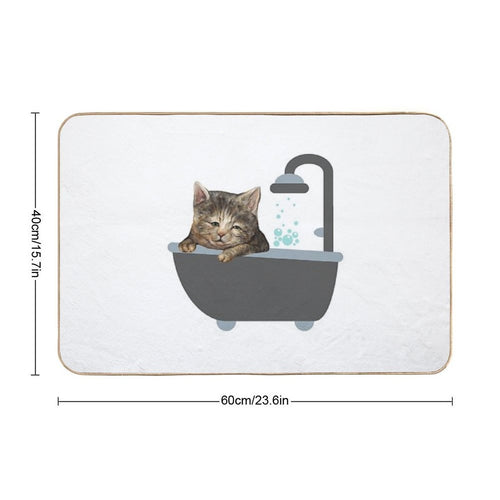 Bath Cat A Funny And Cute Lazy Cat Design  Pet-Safe Bath Mat