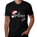 Christmas Believe in Santa Claus Funny Xmas Family Matching  Oversized Silhouette T-Shirt
