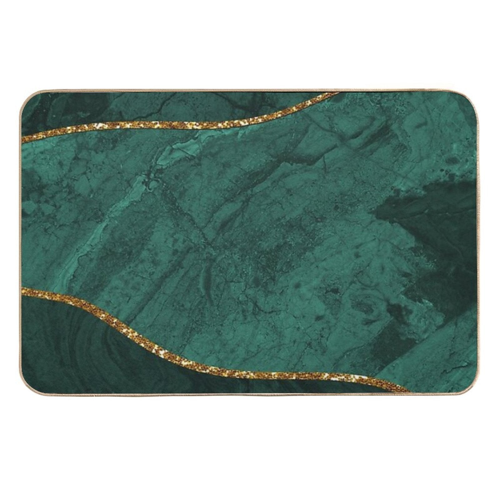 Organic Marbled Pattern Emerald Green  High-Traffic Bath Mat
