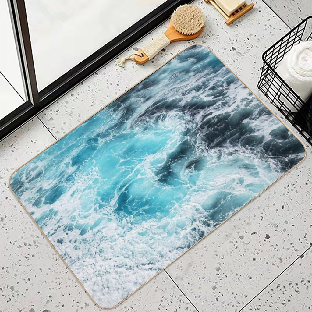 Mesmerizing Blue Ocean Waves  Long-Lasting Bath Mat