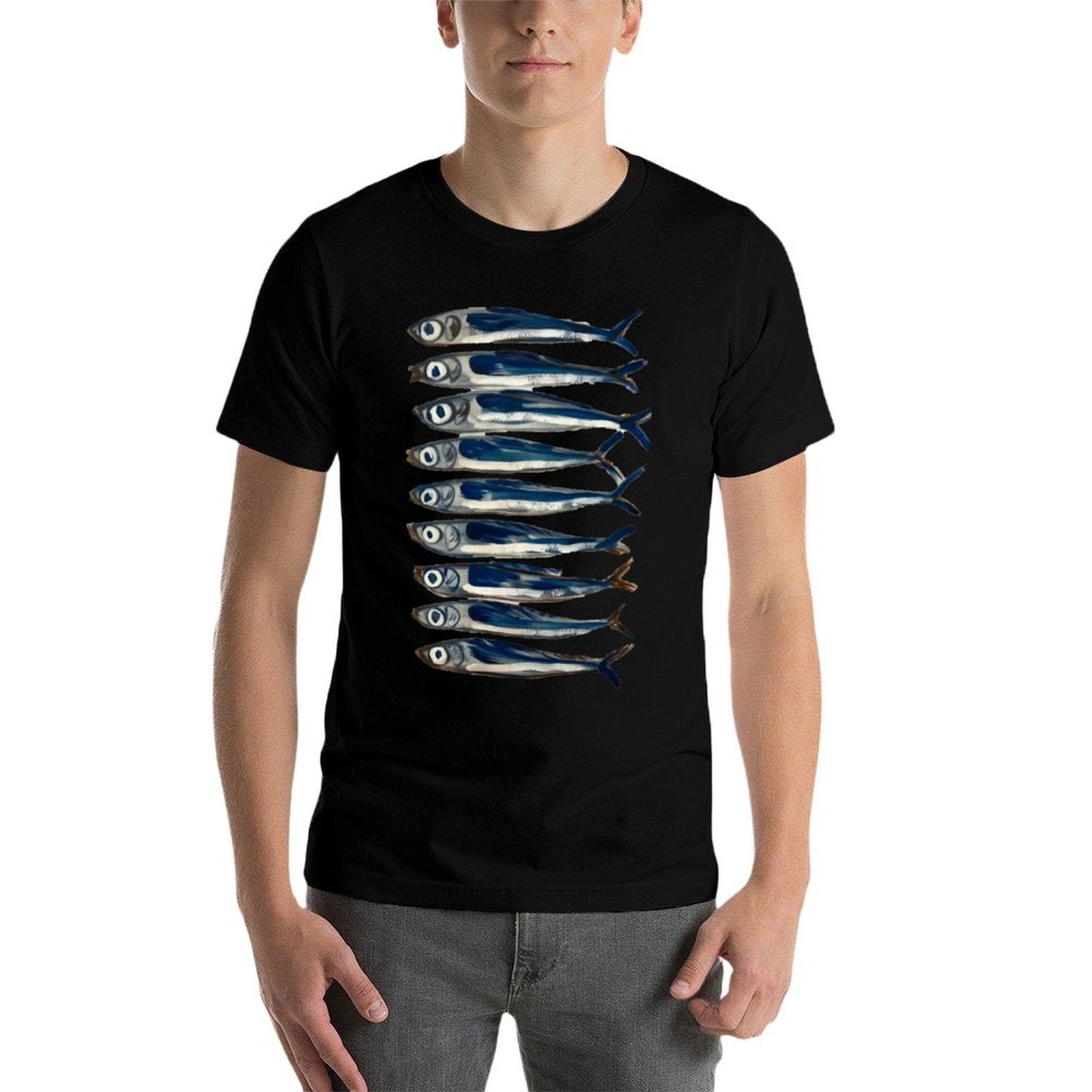 Sardine Painting Antique Still Life Fish Art Fish Restaurant  Moisture-wicking T-Shirt