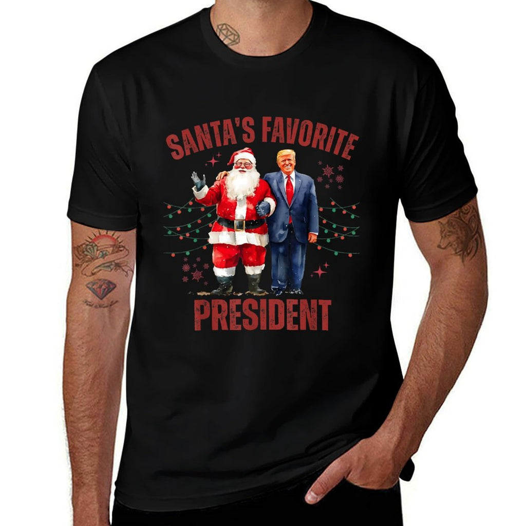Santas Favorite President Christmas Funny Trump Xmas Pajama  Cotton T-Shirt