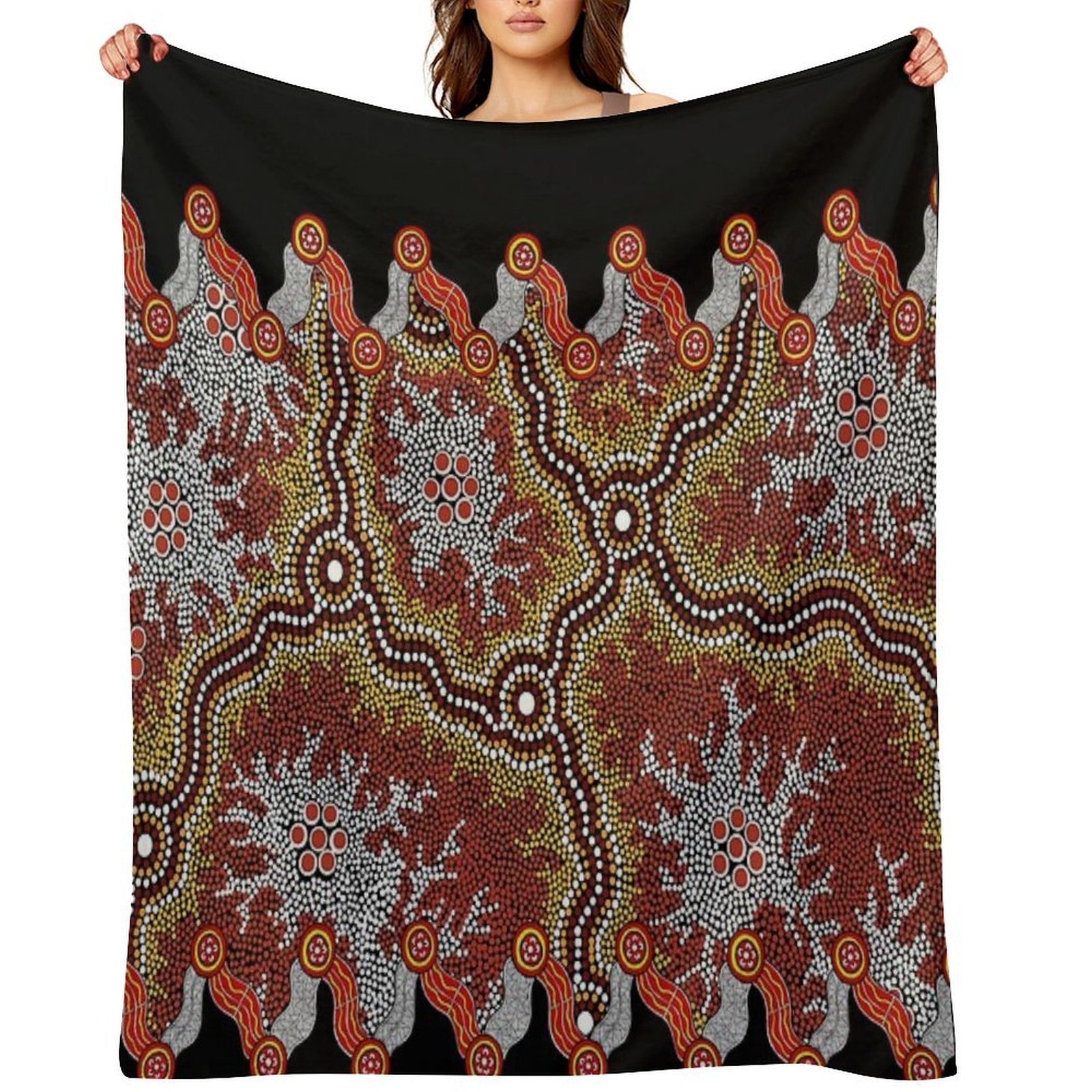 Aboriginal Art Authentic – Travels Plush Throw Blanket