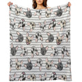 All The Frenchies - Grey Stripes - Cute French Bulldogs All-season Throw Blanket