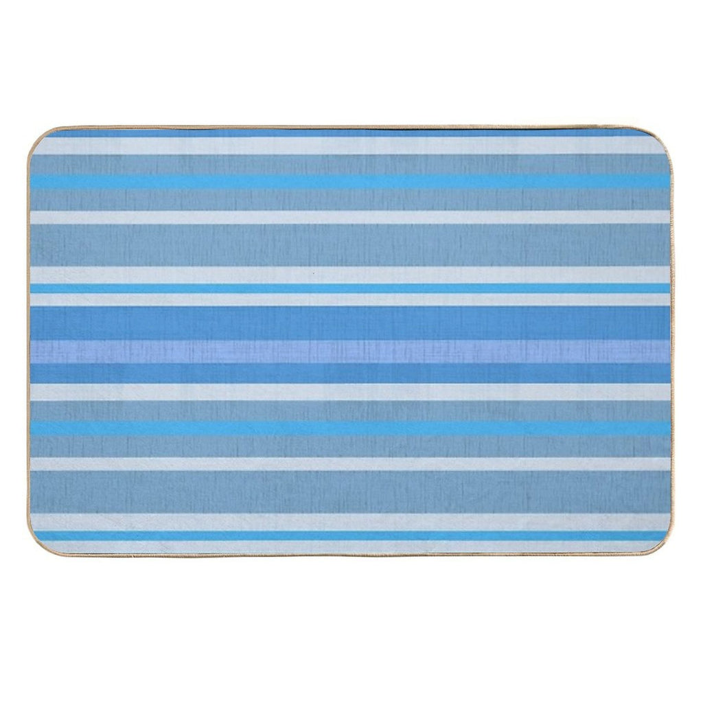 Trendy Blue Stripe Pattern  Fade-Resistant Bath Mat