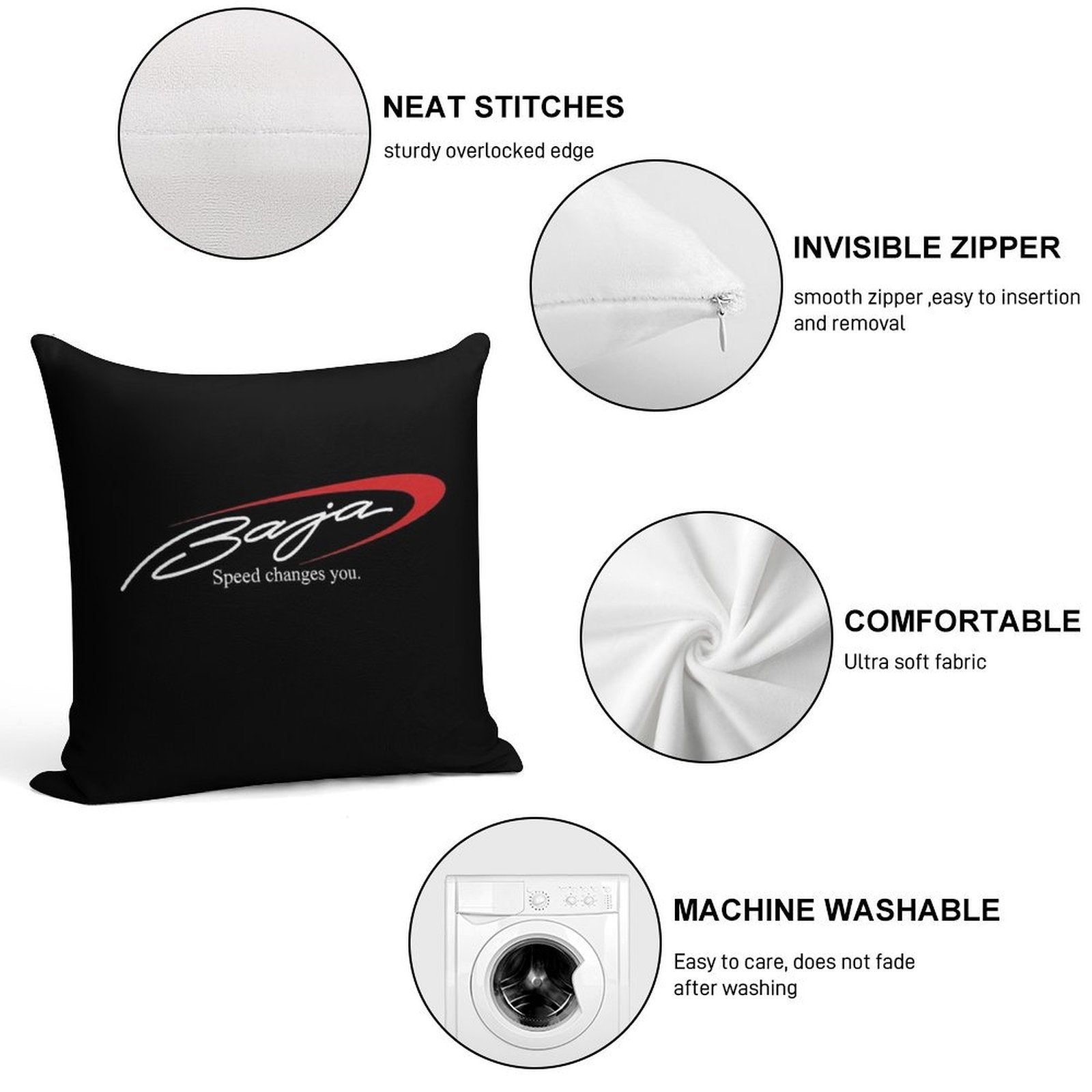 Baja Boats Logo Soft Reinforced Edging Throw Pillow