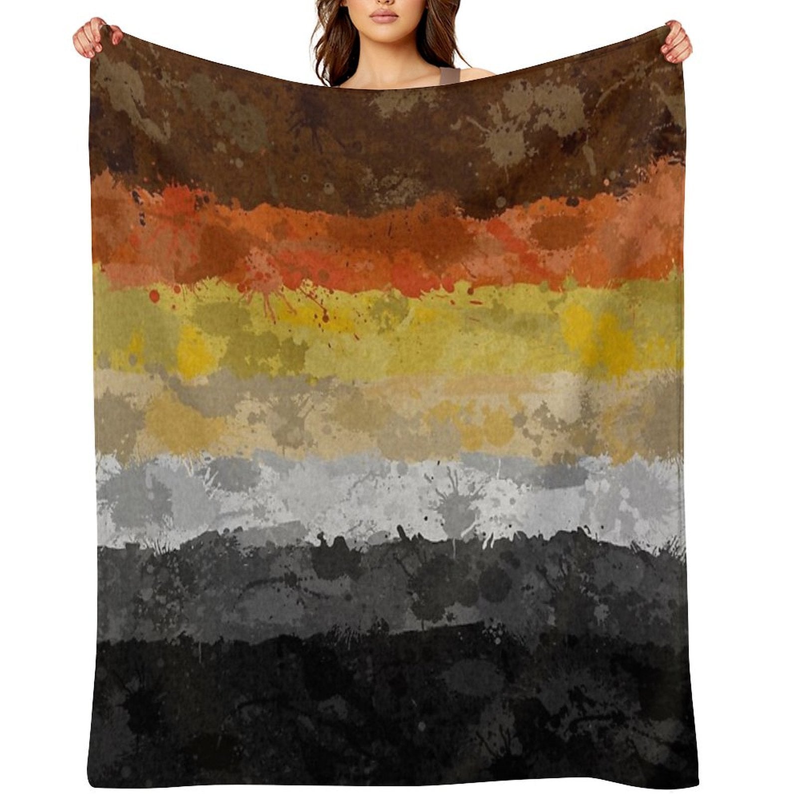Bear Paint Splatter Flag Wrinkle-free Throw Blanket