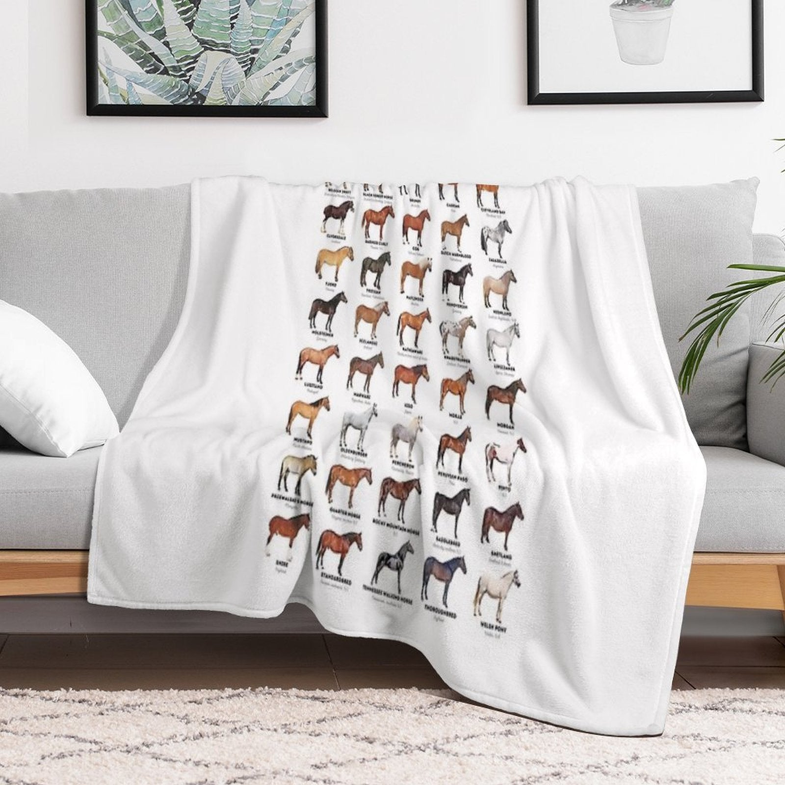 Horse Breeds Of The World Multi-functional Throw Blanket
