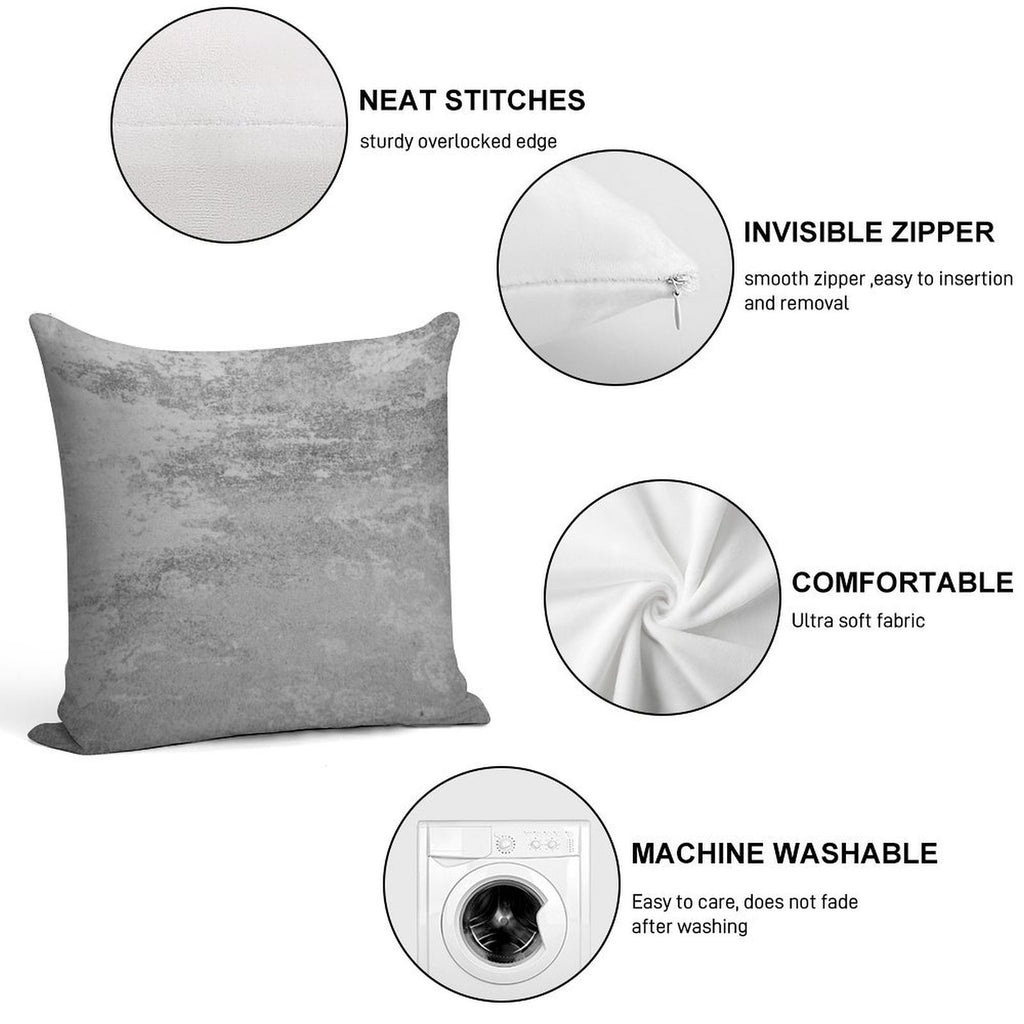 Concrete Texture Solid Grey Gray Colour Soft Washable Throw Pillow