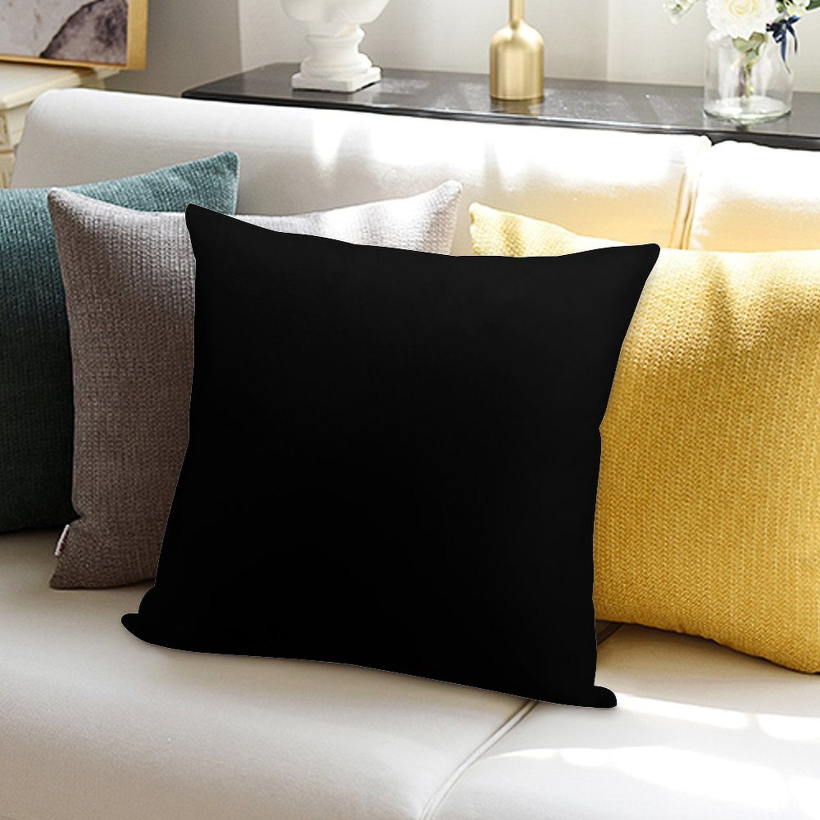 Black Soft Bedroom Essential Throw Pillow