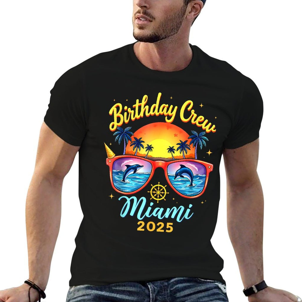 Birthday Crew Vacation Miami 2025 Party Matching Cruise  Moisture-wicking T-Shirt