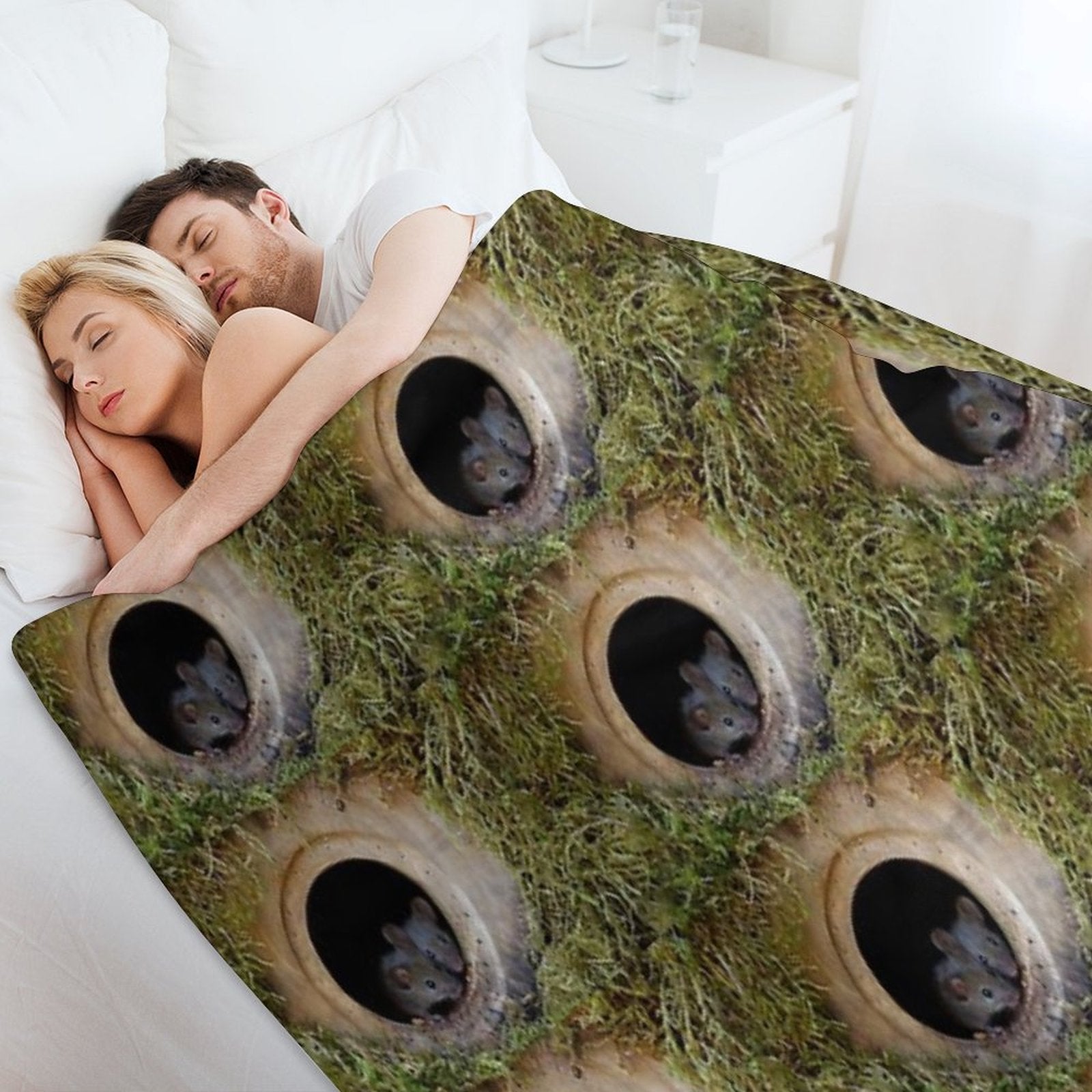Two Baby Mice in The Log Pile All-season Throw Blanket