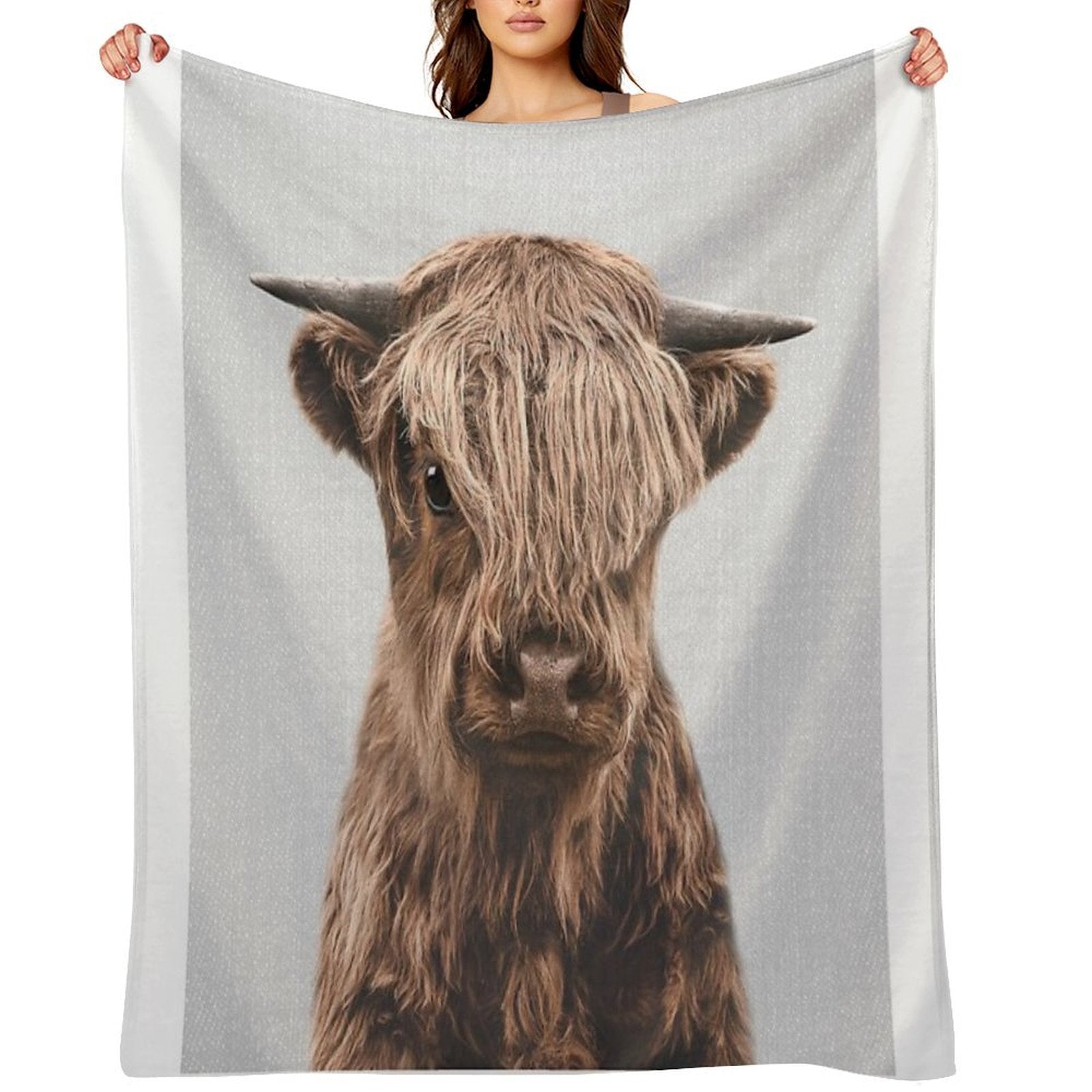 Highland Calf - Colorful Shrink-resistant Throw Blanket