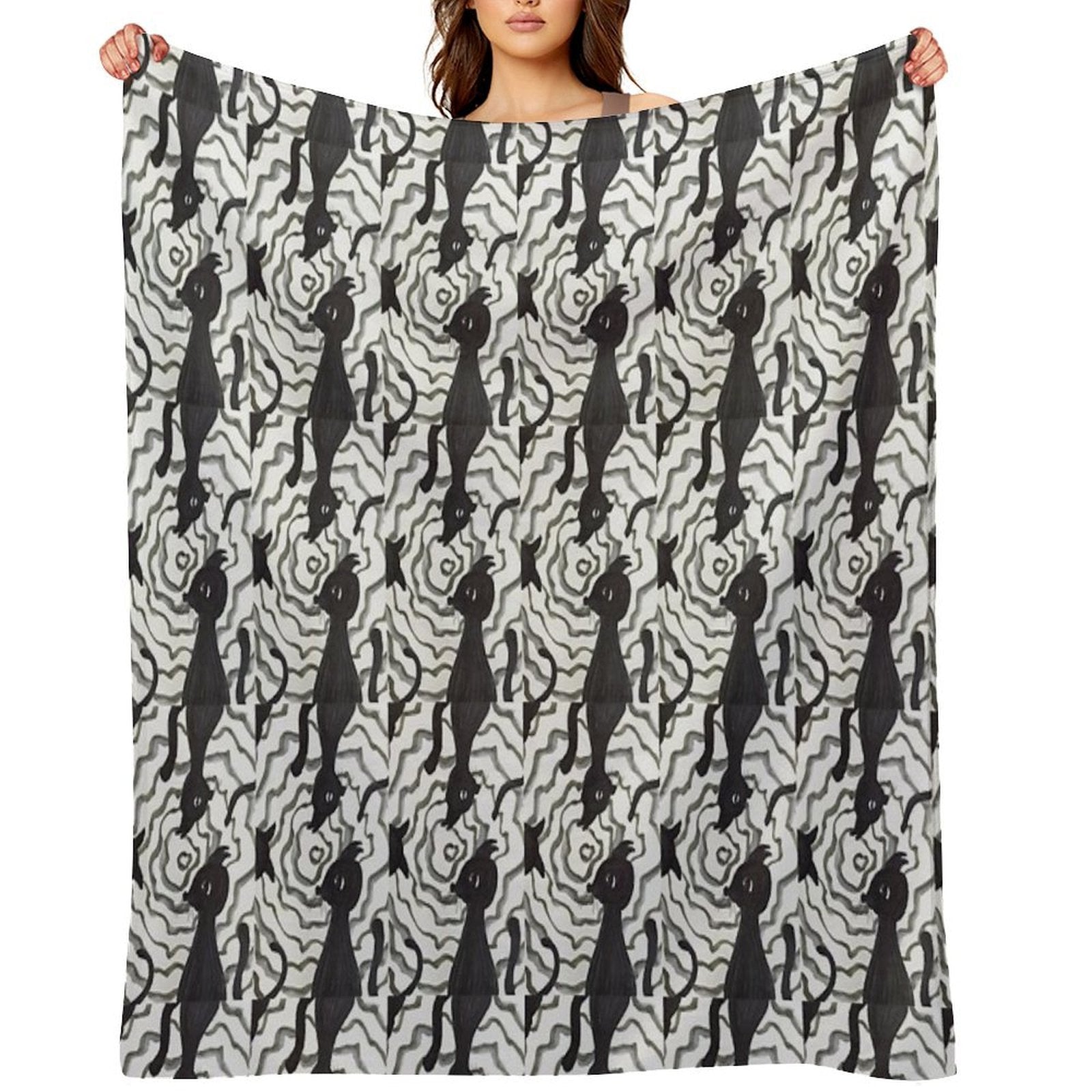 BLACK CAT・18 Machine-washable Throw Blanket