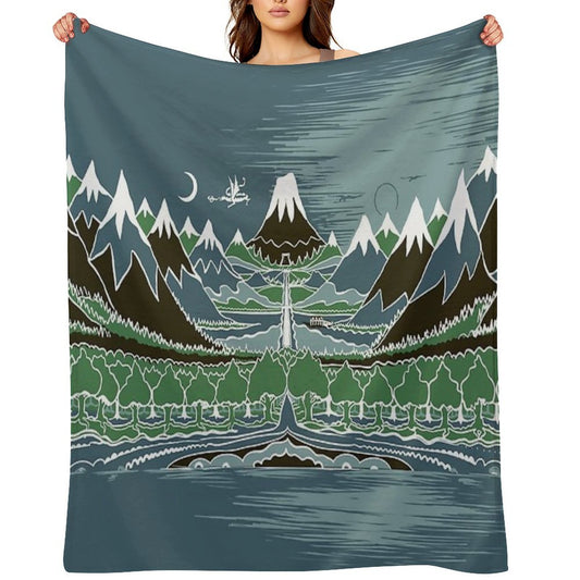 Midnight Forest Mountain Path in The Style of J.R.R.Tolkien Easy Care Throw Blanket