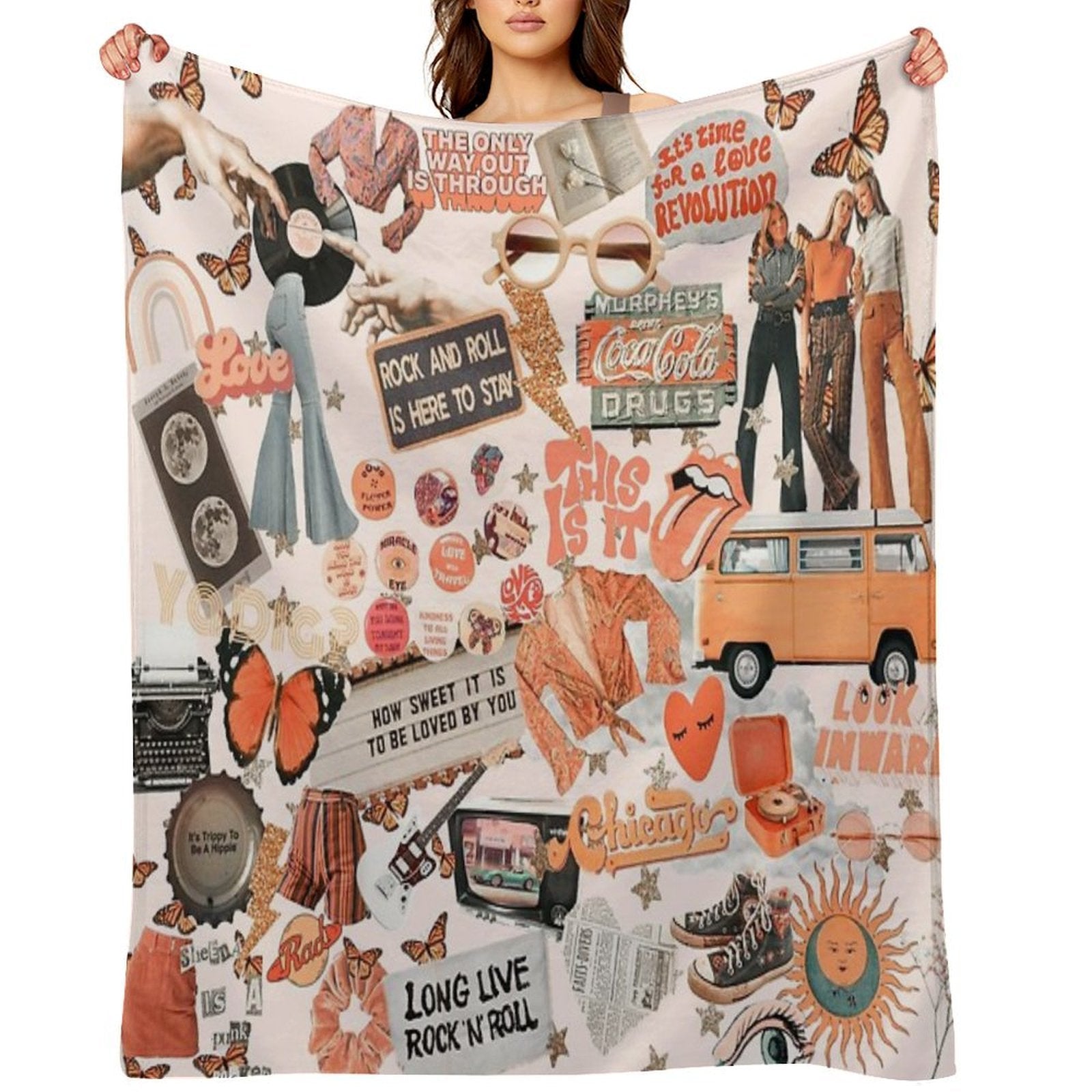 Pink And Orange Collage Premium Throw Blanket