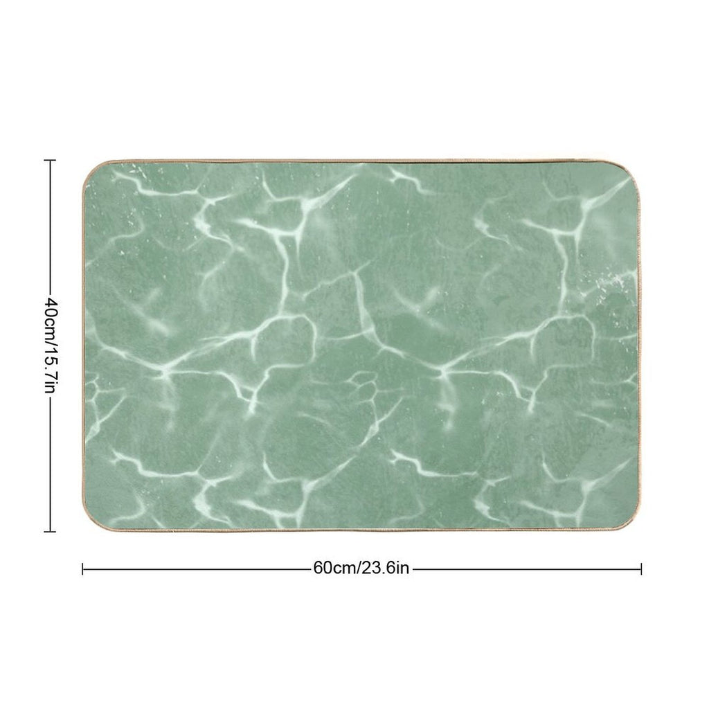 Mint Wave Minimalist Aesthetic Pattern Durable Bath Mat