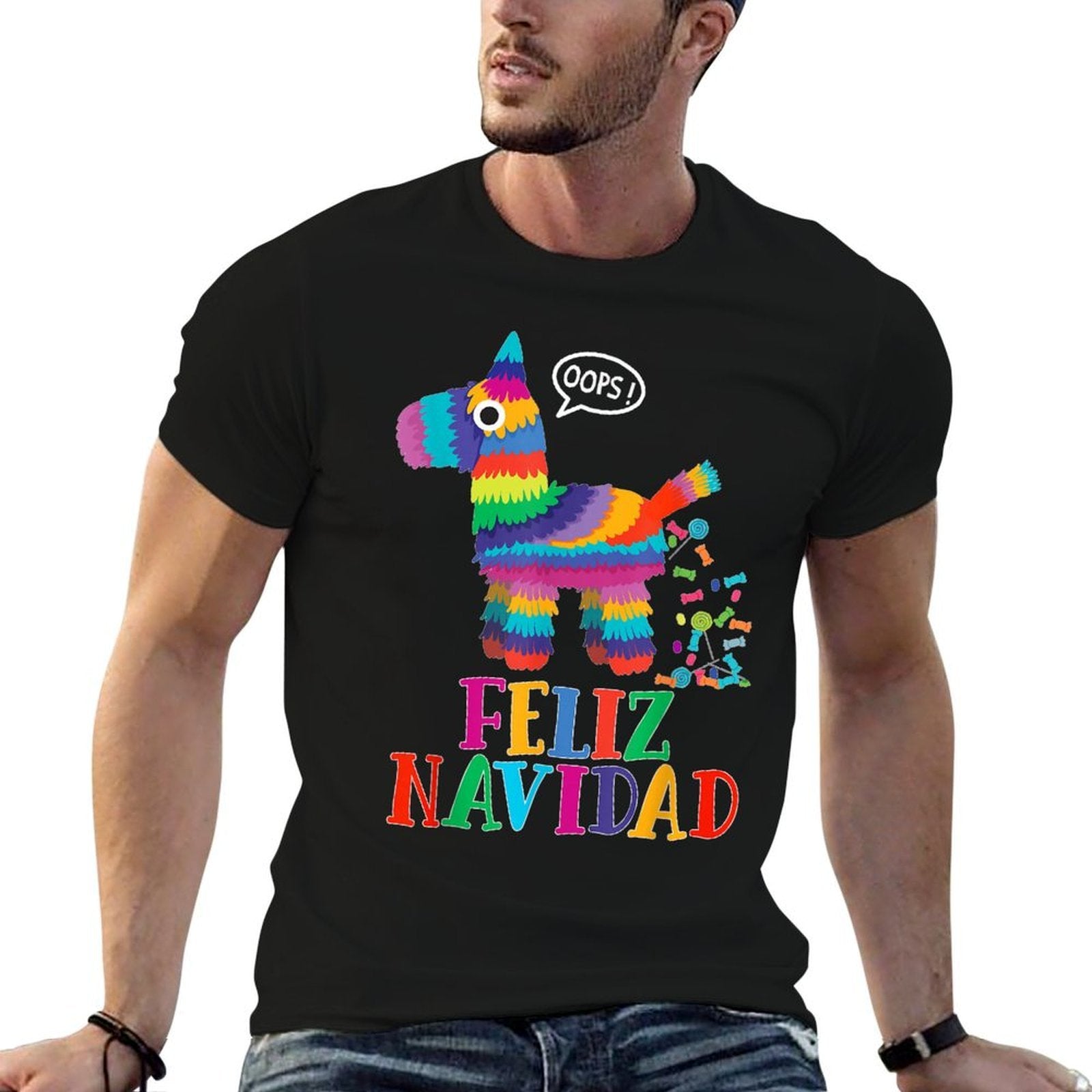 Feliz Navidad Spanish Christmas Funny Mexican Pinata  Tagless Design T-Shirt