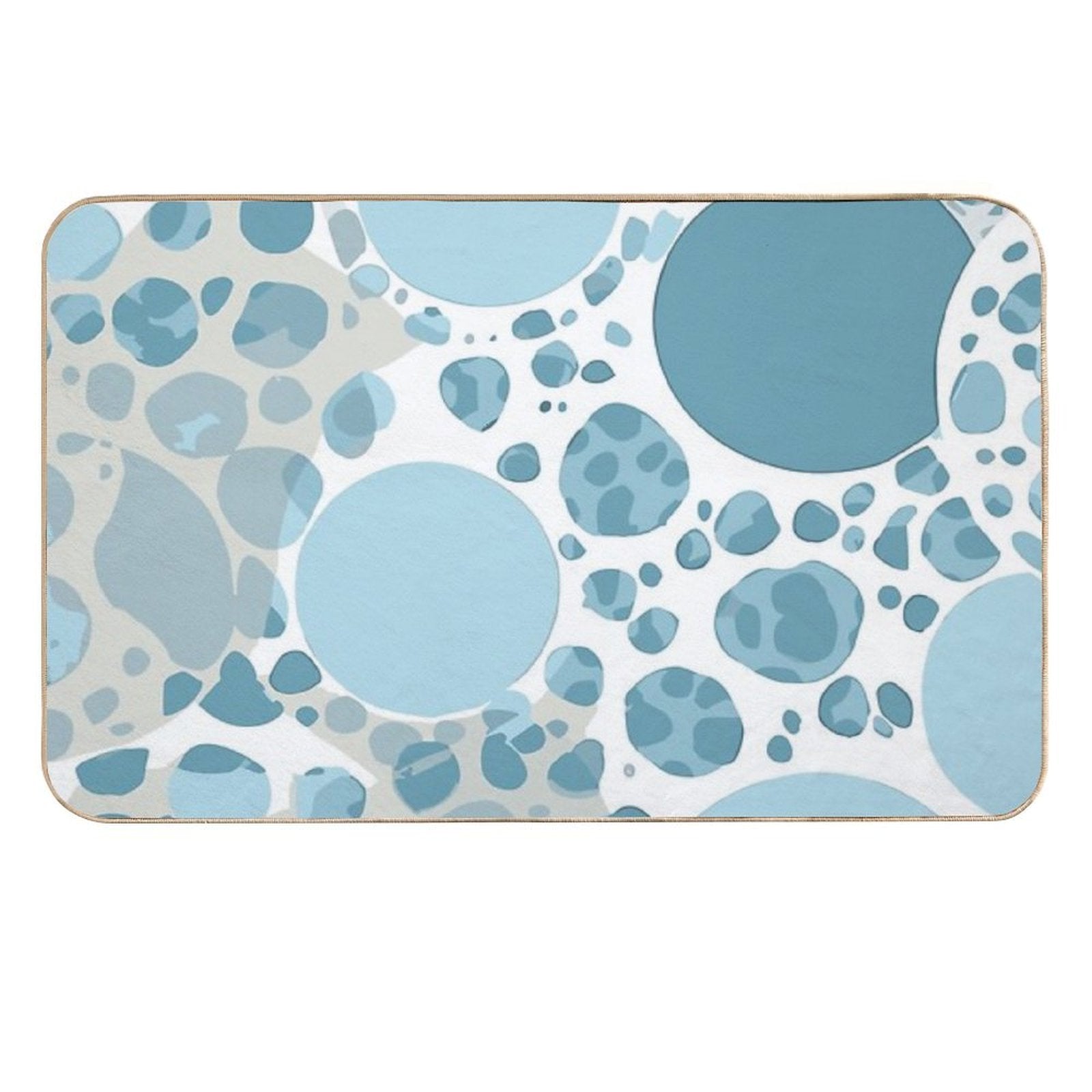 Blue And White Circular Spotted Illustration  Fade-Resistant Bath Mat