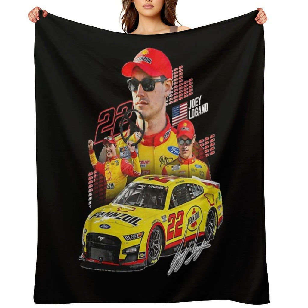 NEW Joey Logano NEXT GEN MUSTANG 2022 Graphic Classic Lightweight Throw Blanket
