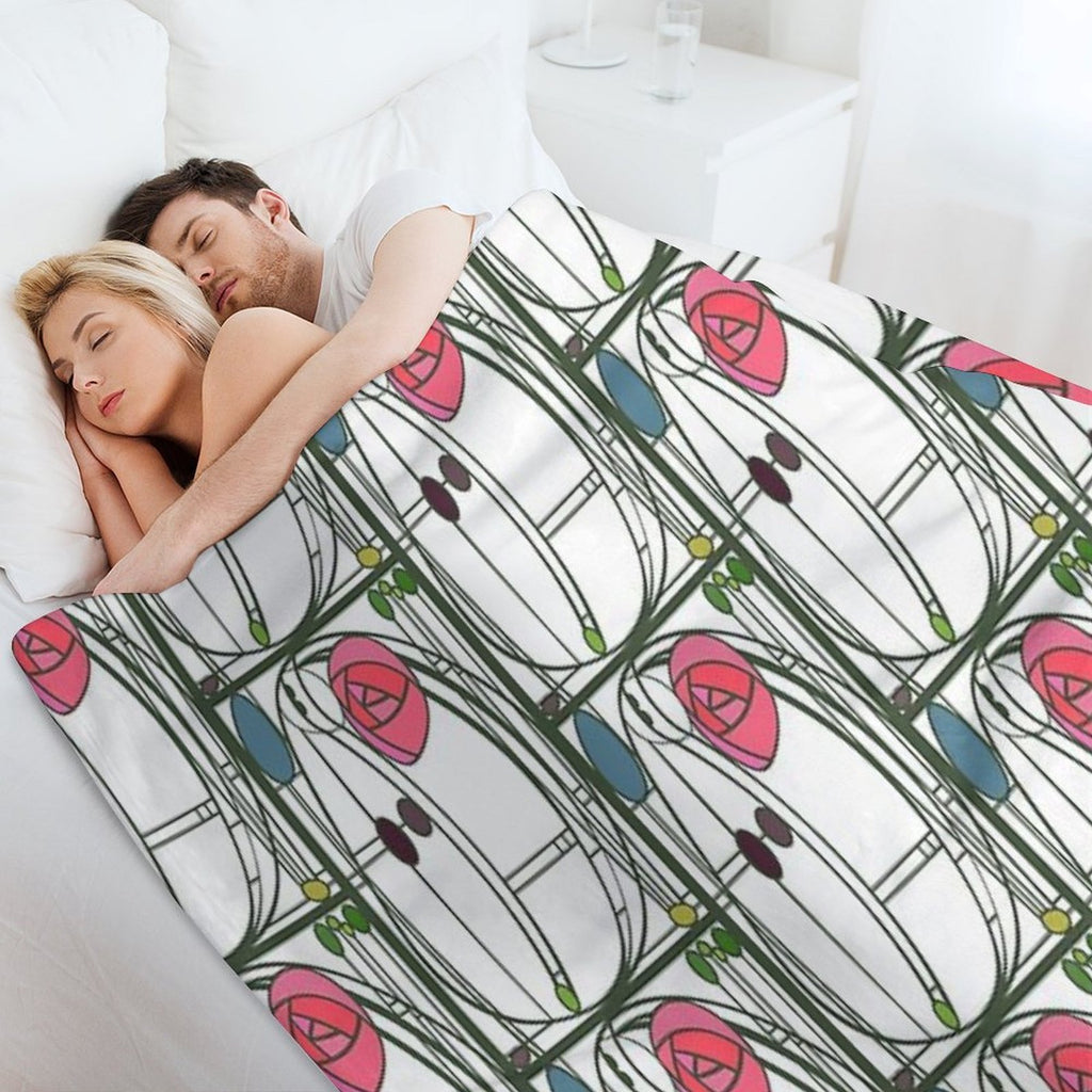 Charles Rennie MacIntosh Style Rose Panel Quick-dry Throw Blanket