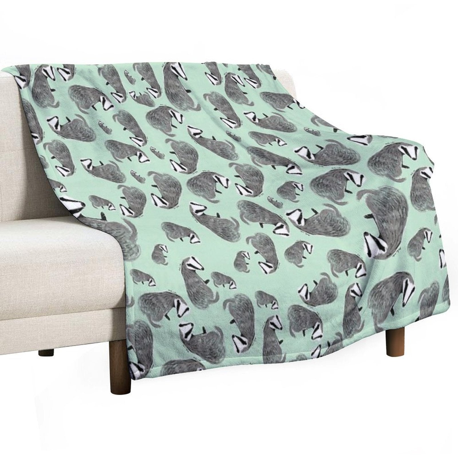 European Badger Pattern Sustainable Throw Blanket