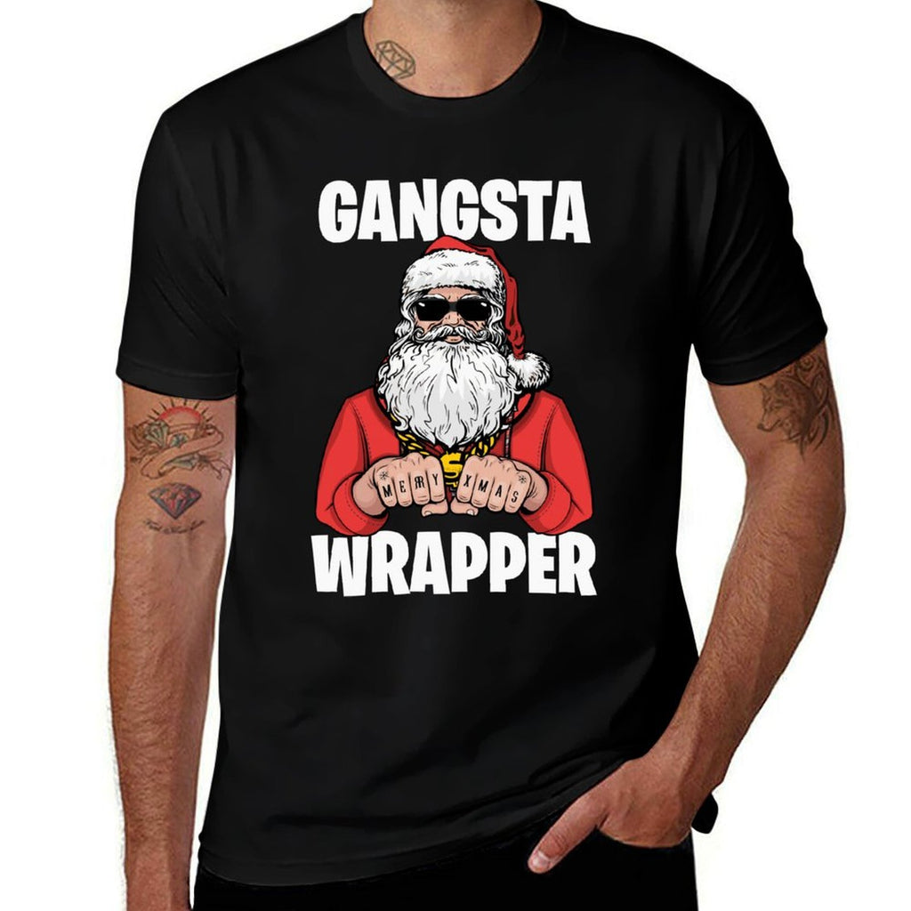 Funnys HQ Gangsta Wrapper Unisex-Adult Black Small Classic Sweatshirt  Heathered Texture T-Shirt