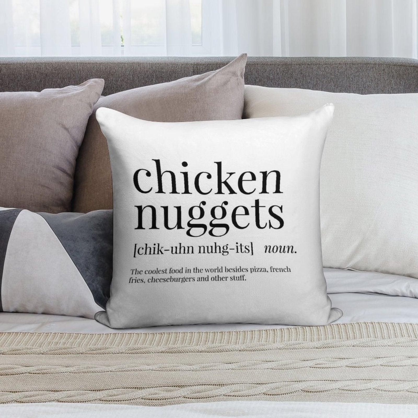 Chicken Nuggets Definition Soft Hidden Zipper Throw Pillow