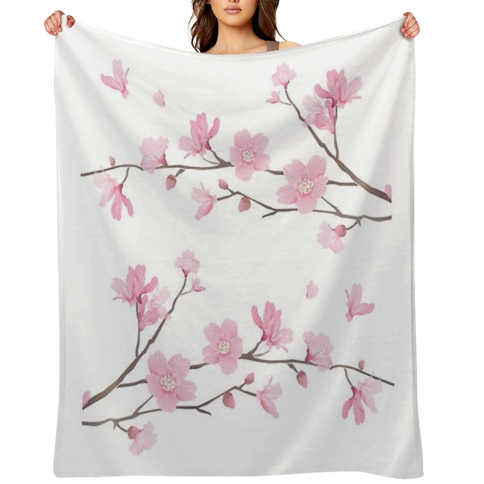 Cherry Blossom Flower Plant - Transparent Background Easy Care Throw Blanket