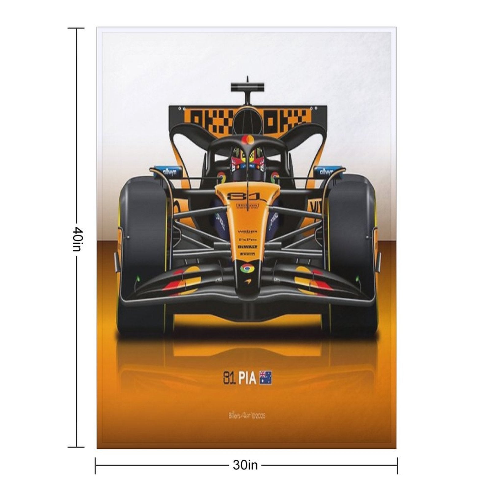 Oscar Piastri 2025 Formula 1 McLaren Racing Car Quick-dry Throw Blanket