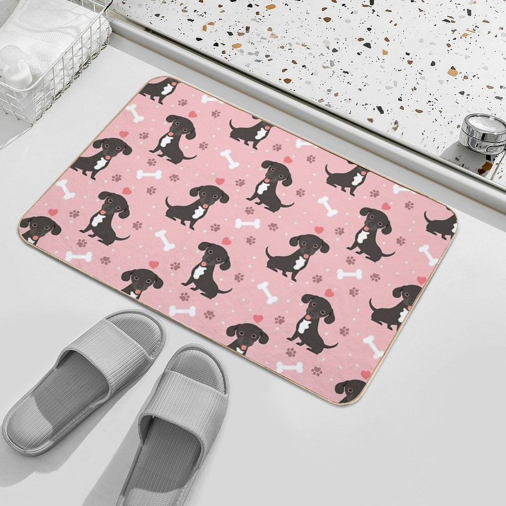 LOVE Black And White Chiweenie Dachshund Chihuahua Mix  Anti-Trip Bath Mat