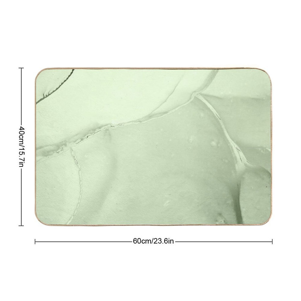 Soft Pastel Green, Sage Green Marble  Non-Slip Bath Mat