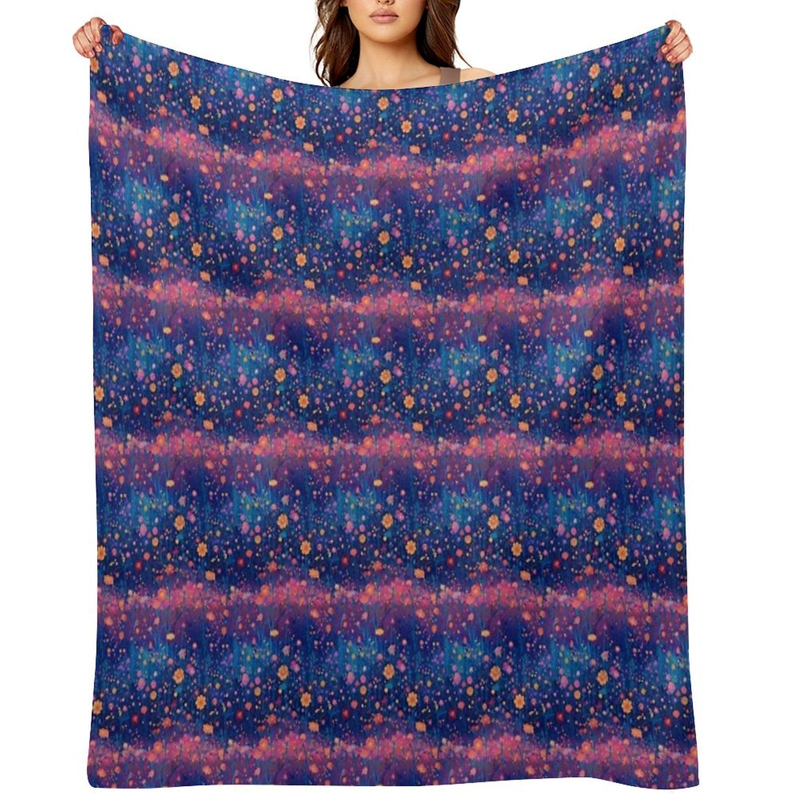 Field of Neon Cosmic Wildflowers Versatility Throw Blanket