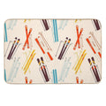 Retro Ski Pattern on Cream  Anti-Trip Bath Mat