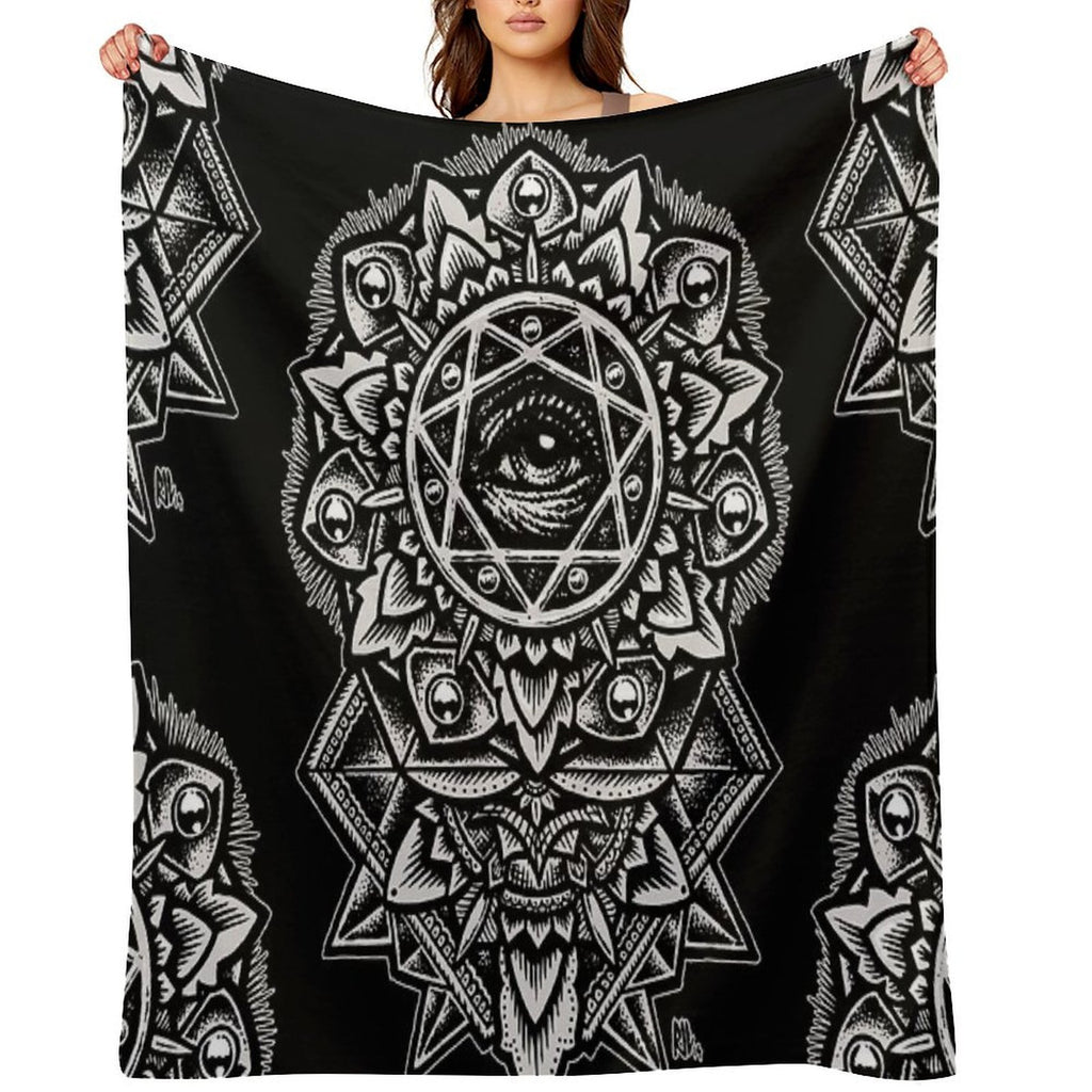 Eye of God Flower Mandala Multi-functional Throw Blanket