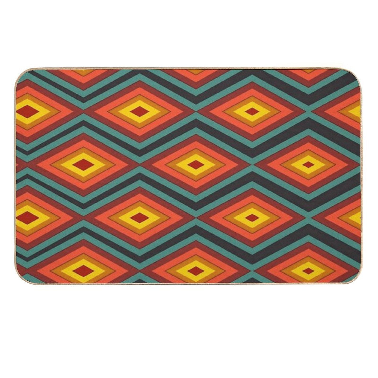 Retro Abstract Pattern Morphing Red Hot Rhombus  Repositionable Bath Mat
