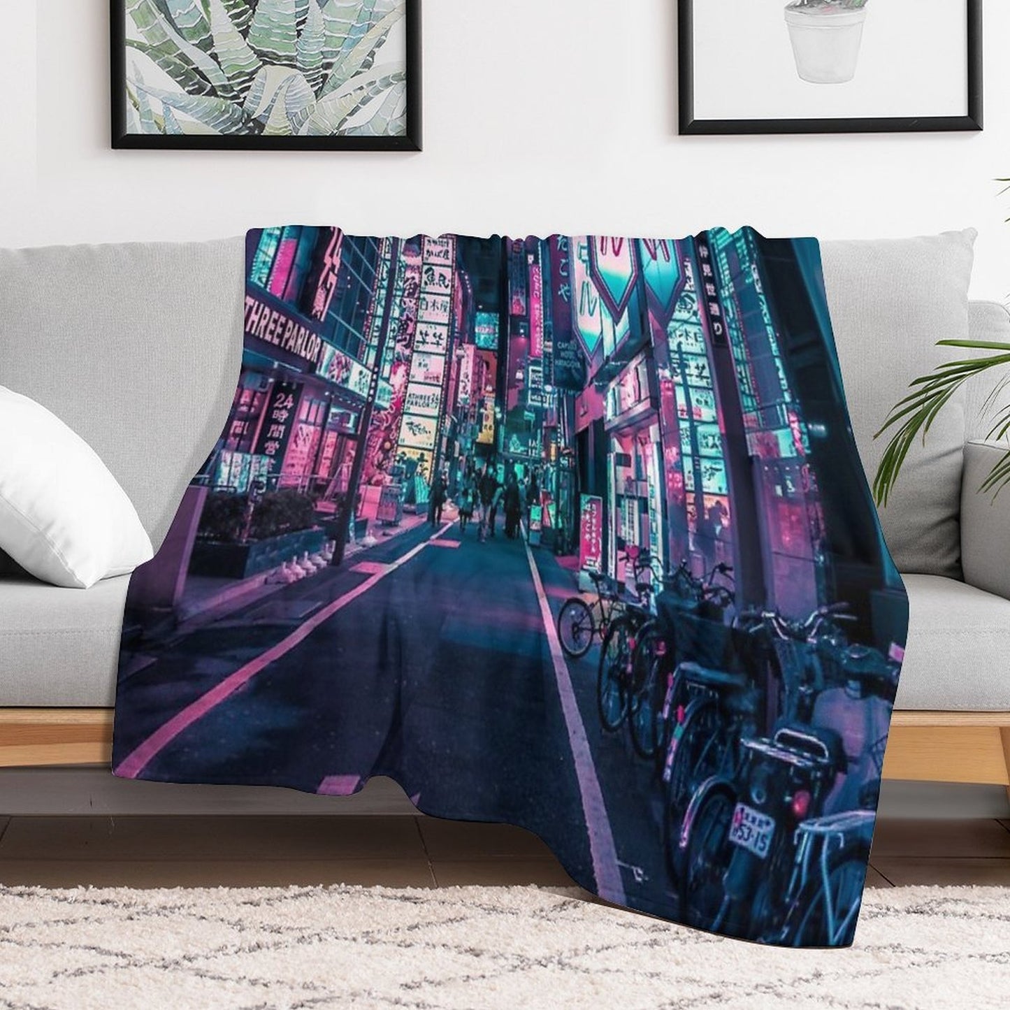 Tokyo - A Neon Wonderland Lightweight Throw Blanket