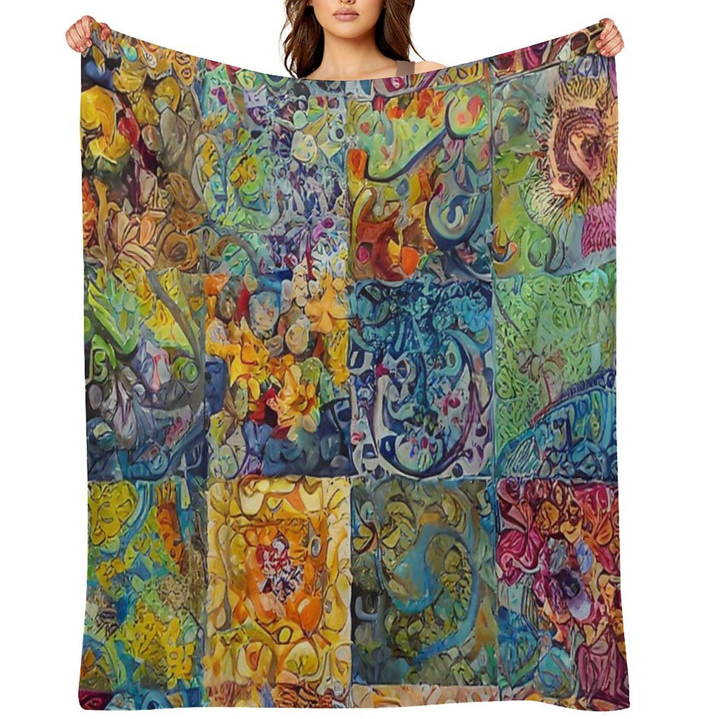 Abstract Quilt Decoupage Tile Pattern Gift-ready Throw Blanket