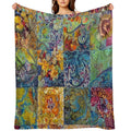 Abstract Quilt Decoupage Tile Pattern Gift-ready Throw Blanket