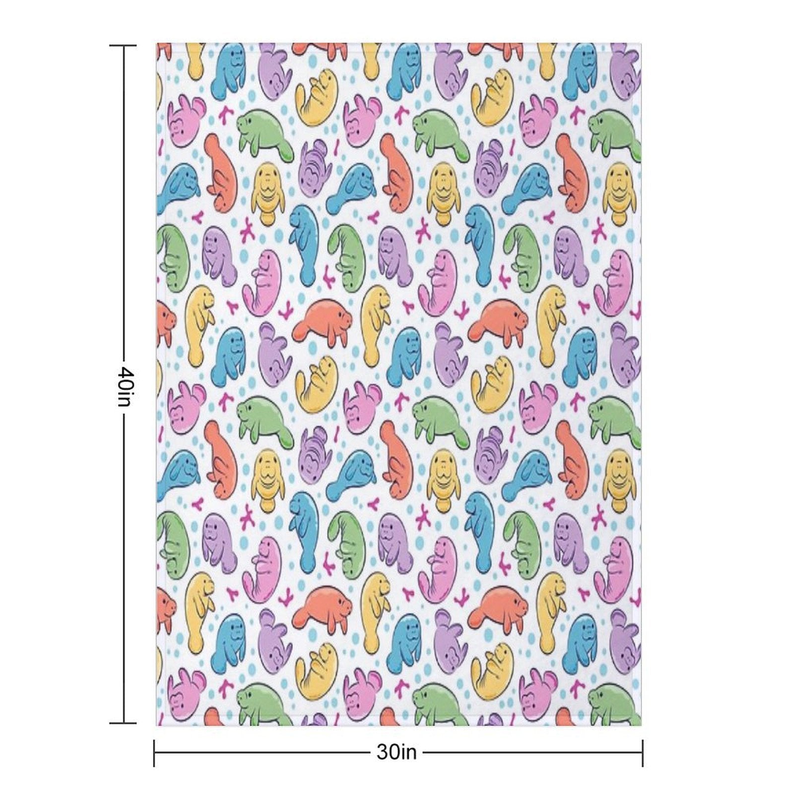 Cute Manatee Pattern - Colorful Underwater Pattern Travel-friendly Throw Blanket