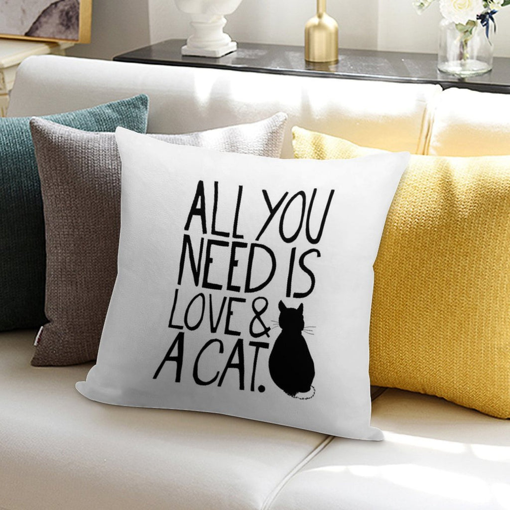 All You Need Is Love And A Cat Soft Shrink-Resistant Throw Pillow