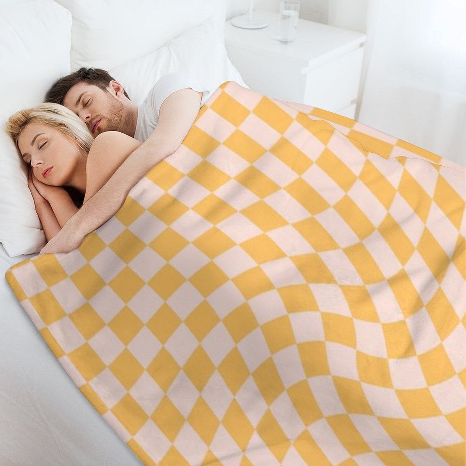 Check I - Yellow Twist Quick-dry Throw Blanket