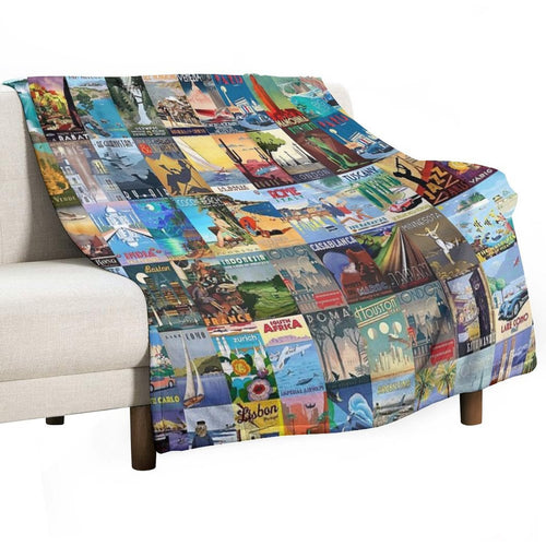 Art Deco Travel Velvety-soft Throw Blanket