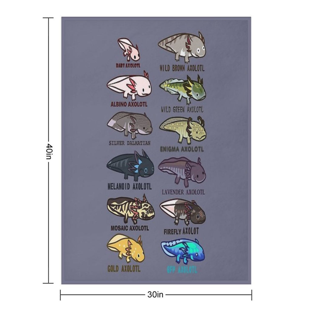 Axolotl Morphs And Colors Lightweight Throw Blanket
